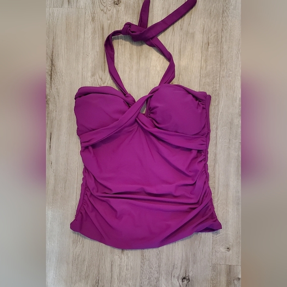 Envya Purple Halter Tankini Set Tummy Control 2 Piece Swimsuit Size Medium - Picture 6 of 7